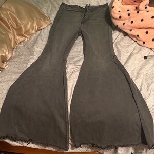 Free People Gray Flare & Wide Leg Jeans